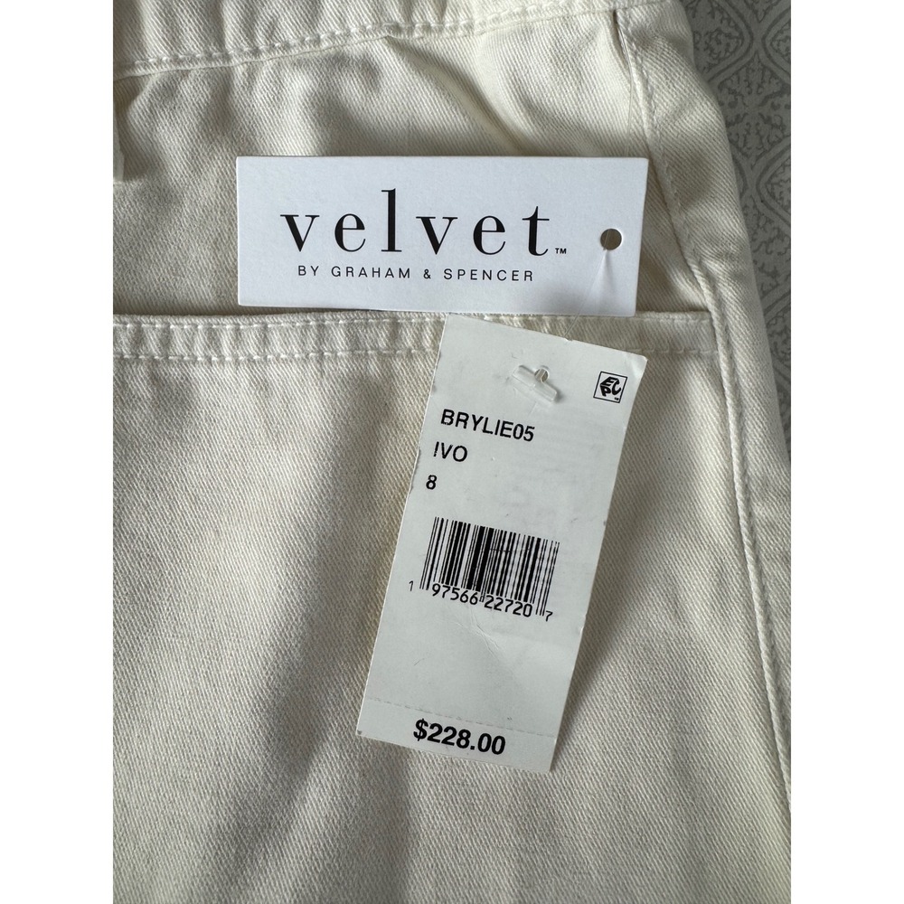 Velvet by Graham & Spencer Off White Cotton Painter Pants Wide Leg Size 8 NWT - Picture 8 of 11